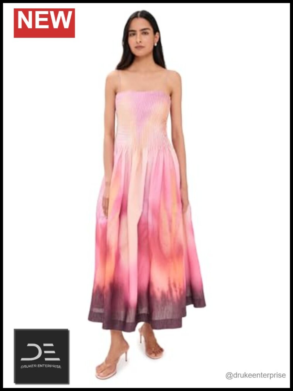 Pleated Maxi Dress Fit & Flare Sleeveless